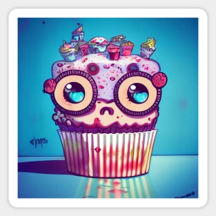 Cutest Kawaii Zombie Cupcake Sticker